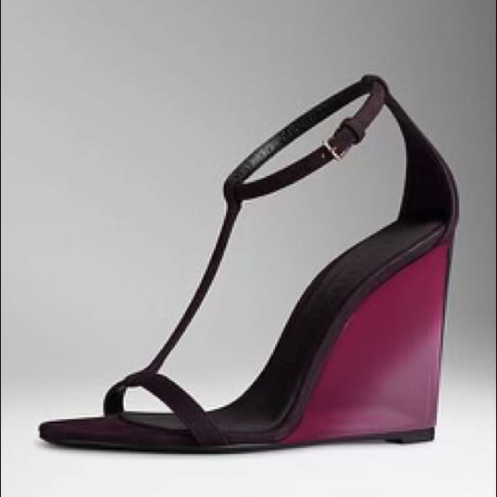 Burberry Suede Wedge Sandals